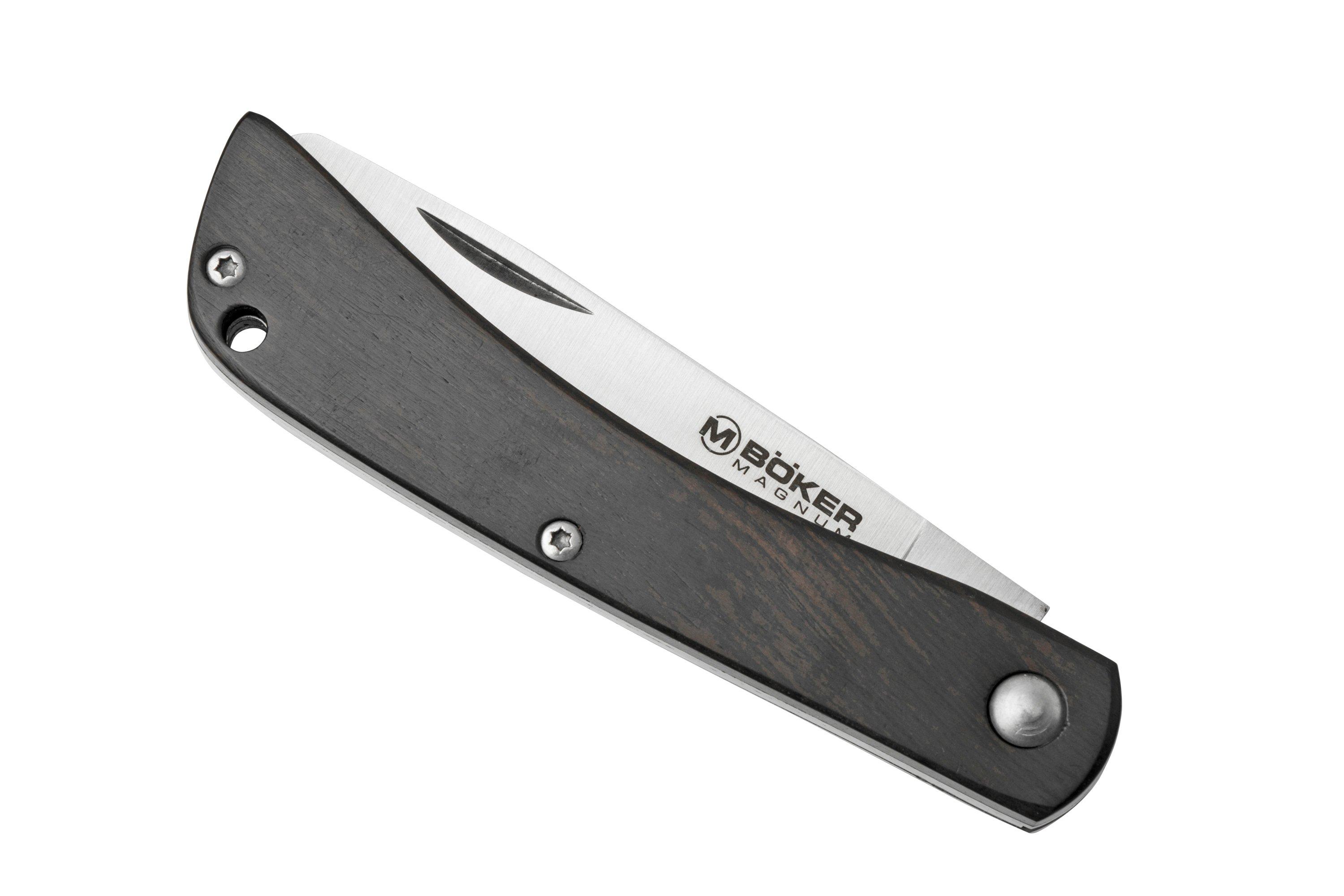 Boker Magnum Kids Slipjoint Folding Knife 3.27 440B Satin Rounded-Tip Blade,  Ebony Wood Handles - KnifeCenter - 01RY137