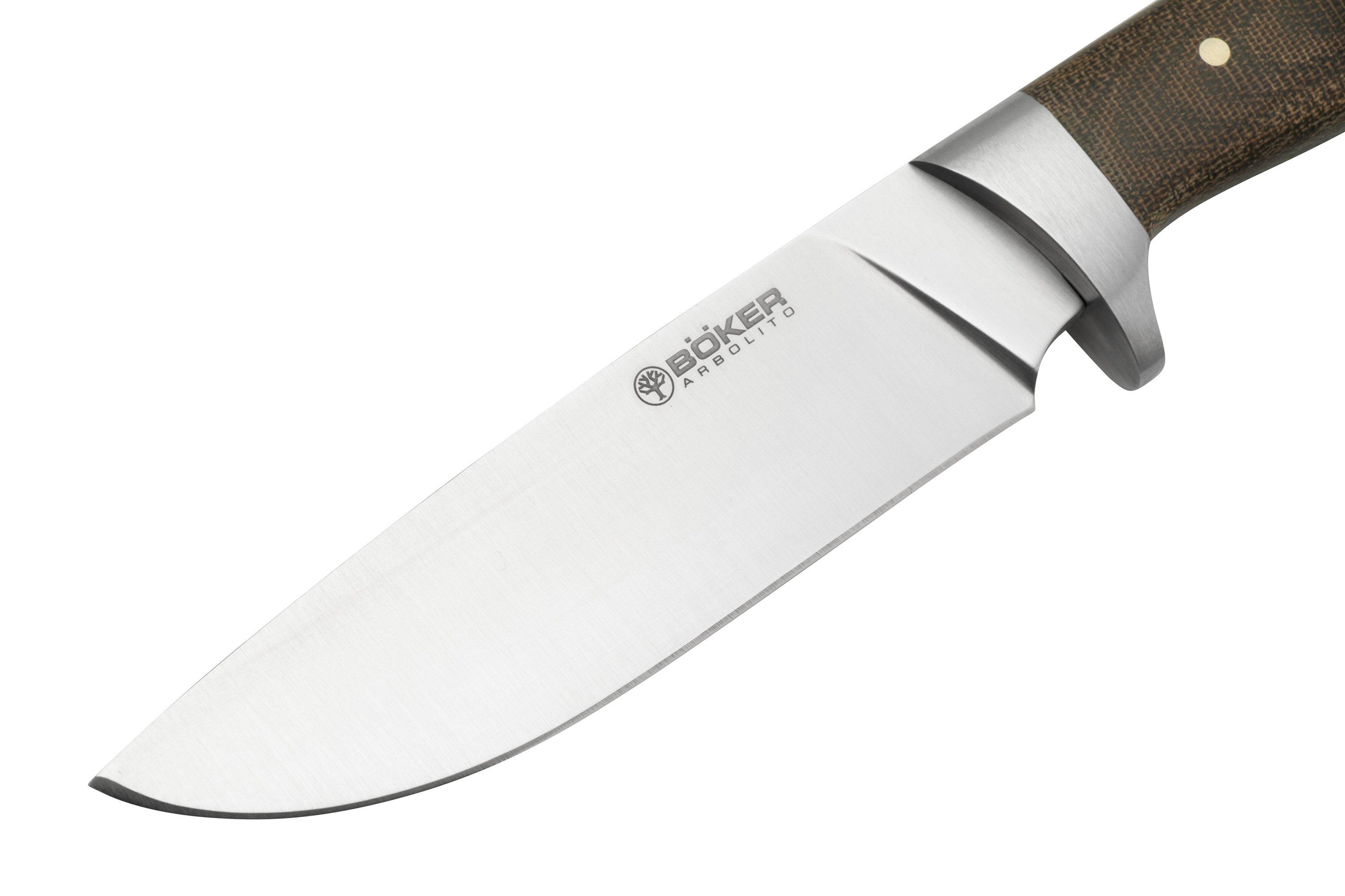 Coltello Böker Arbolito Bushcraft Micarta Giro – Lama In N690, Manico In Micarta Verde, Lunghezza Totale 22,9 Cm, Fodero Incluso, Per Outdoor