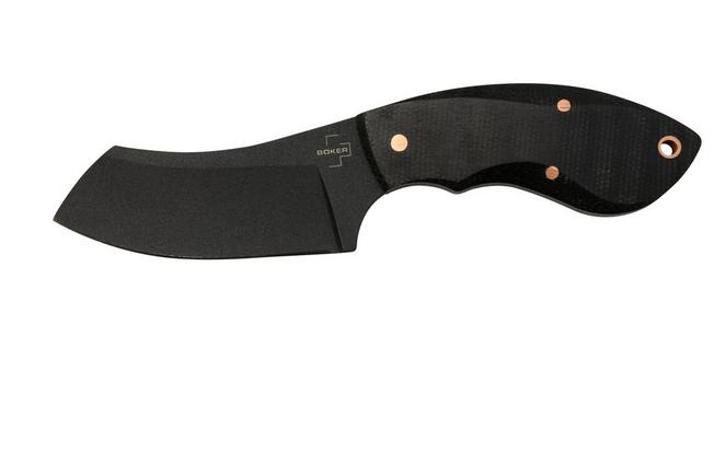 Boker Rhino Fixed Blade Knife Black Micarta Handle D2 Plain Black Blade  02BO085