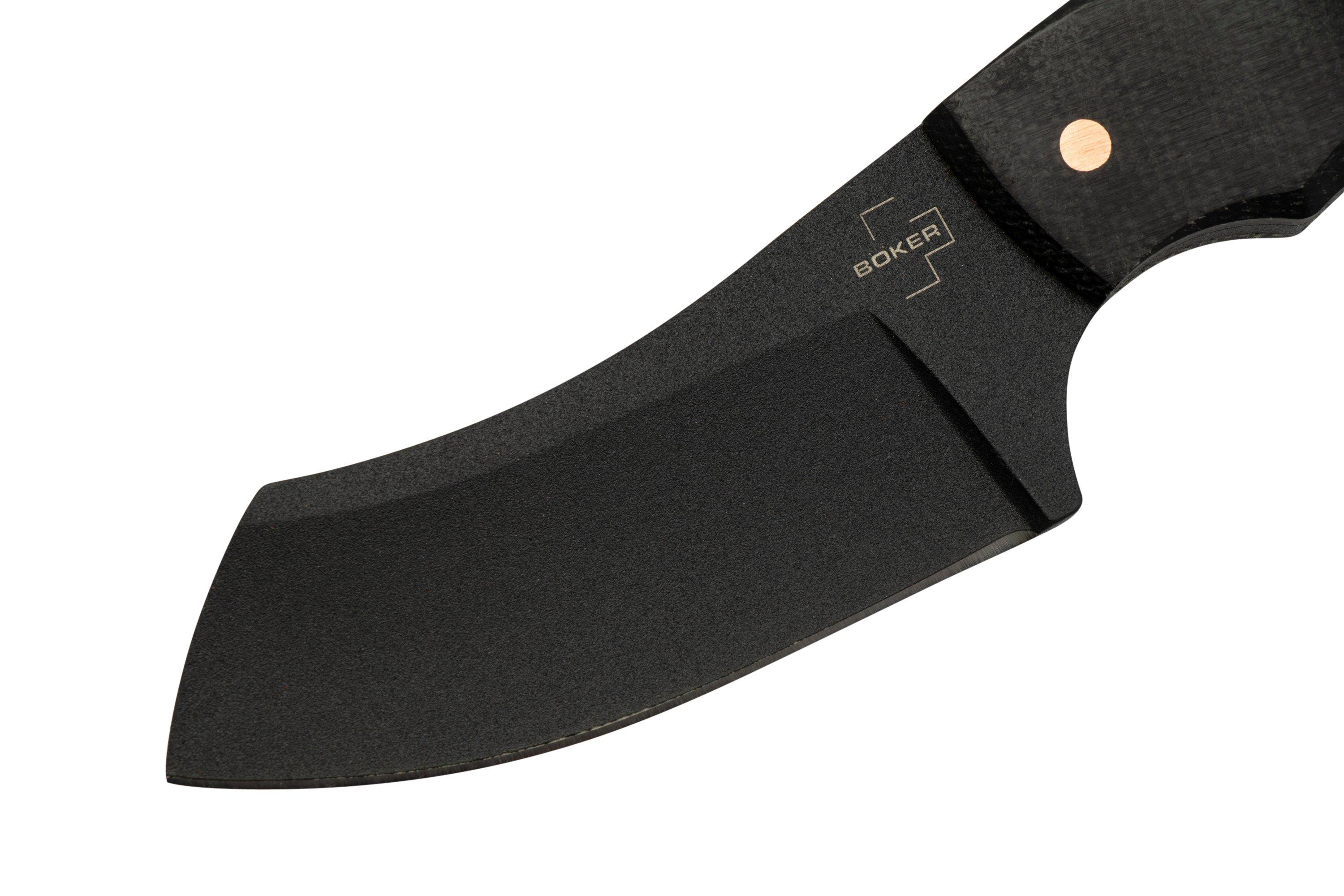 Boker Rhino Fixed Blade Knife Black Micarta Handle D2 Plain Black Blade  02BO085