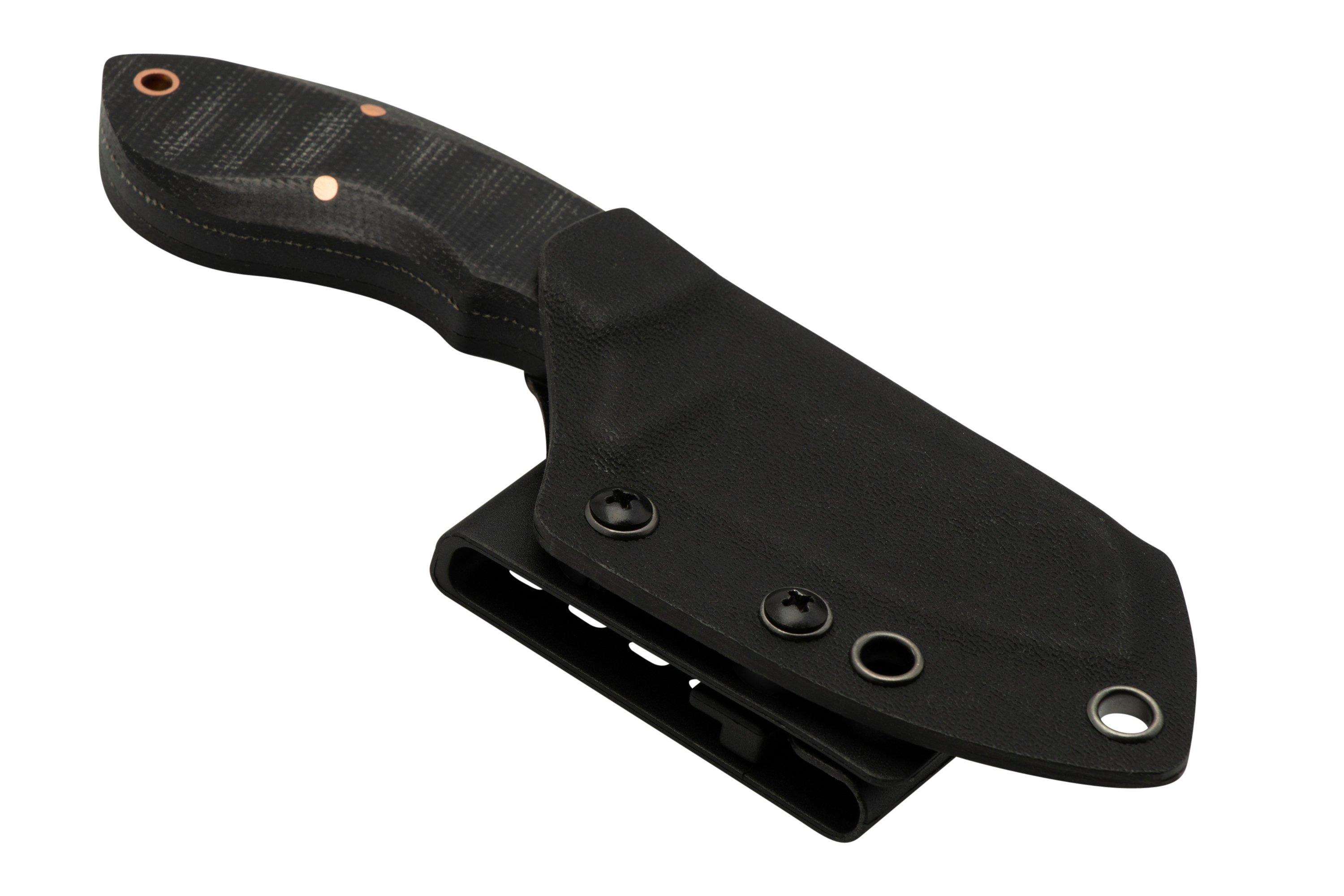 Boker Rhino Fixed Blade Knife Black Micarta Handle D2 Plain Black Blade  02BO085