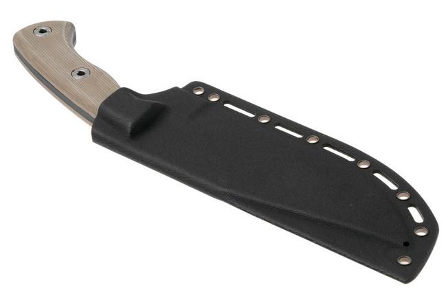 Afbeelding voor Böker Plus Tracker 2.0 02BO114, Black 1095 Carbon Steel, Brown Micarta survivalmes, Dave Wenger design