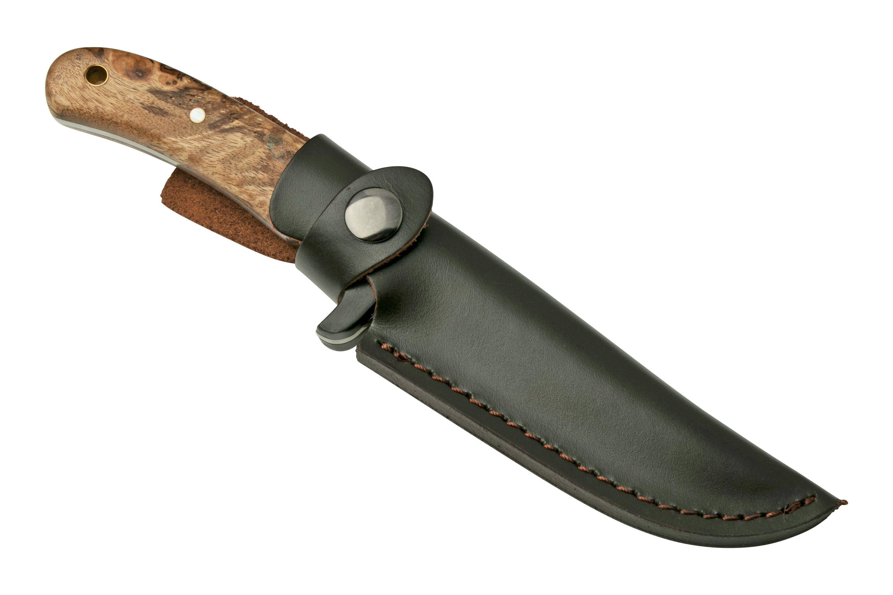 Boker 02GL683 Magnum Elk Hunter, Rosewood/Root Wood Handle, PlainEdge,  Leather Sheath