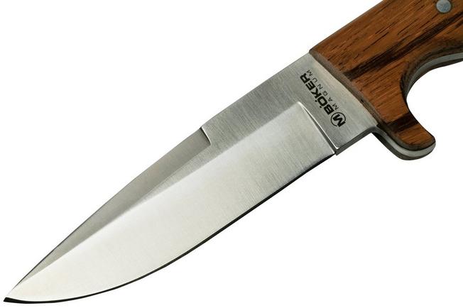 Boker 02GL683 Magnum Elk Hunter, Rosewood/Root Wood Handle, PlainEdge,  Leather Sheath