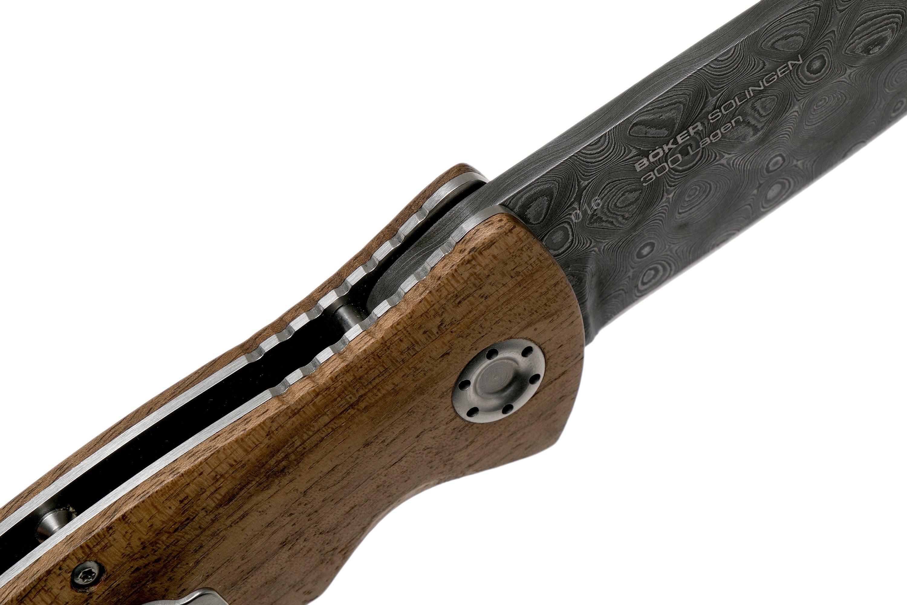 Böker Tirpitz Damast Taschenmesser - 22,9 Cm, Damastklinge, Wood Griff, Mit Zertifikat