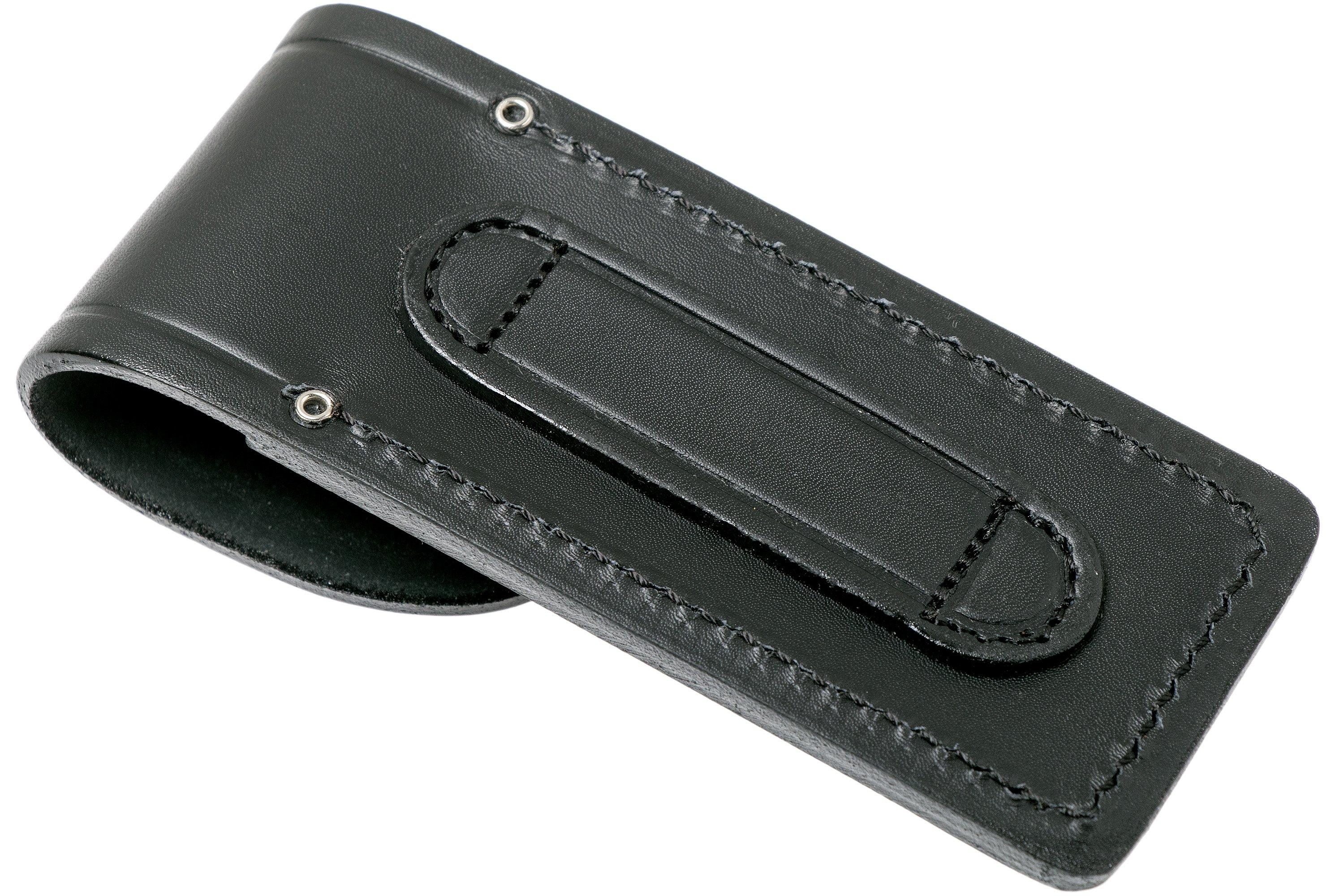 Helle Knife Fodero In Vera Pelle Nera Per Coltello Pieghevole - Gancio Per Cintura, Chiusura A Bottone, Ambidestro Machete Coltello