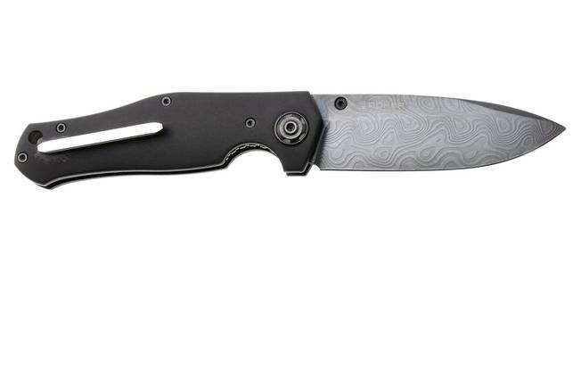 Afbeelding voor Böker 1969 Z28-Damast Shadow, 111110DAM, PVD Chad Nichols Damascus, Black Aluminum zakmes, Tommaso Rumici design