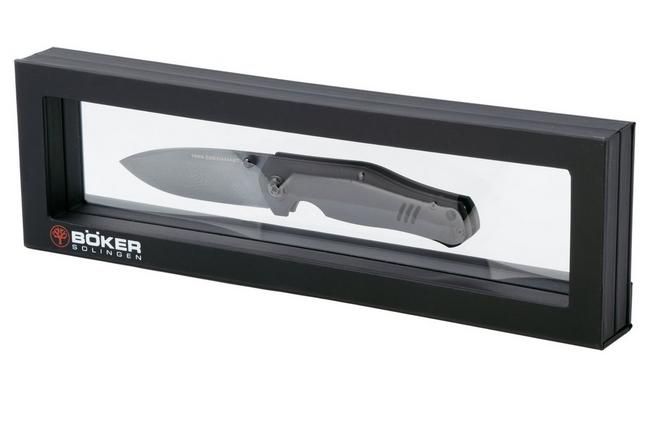 Afbeelding voor Böker 1969 Z28-Damast Shadow, 111110DAM, PVD Chad Nichols Damascus, Black Aluminum zakmes, Tommaso Rumici design