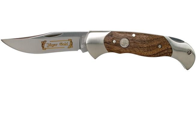 Böker Scout Jäger Gold 112086 gentleman's knife with leather belt 