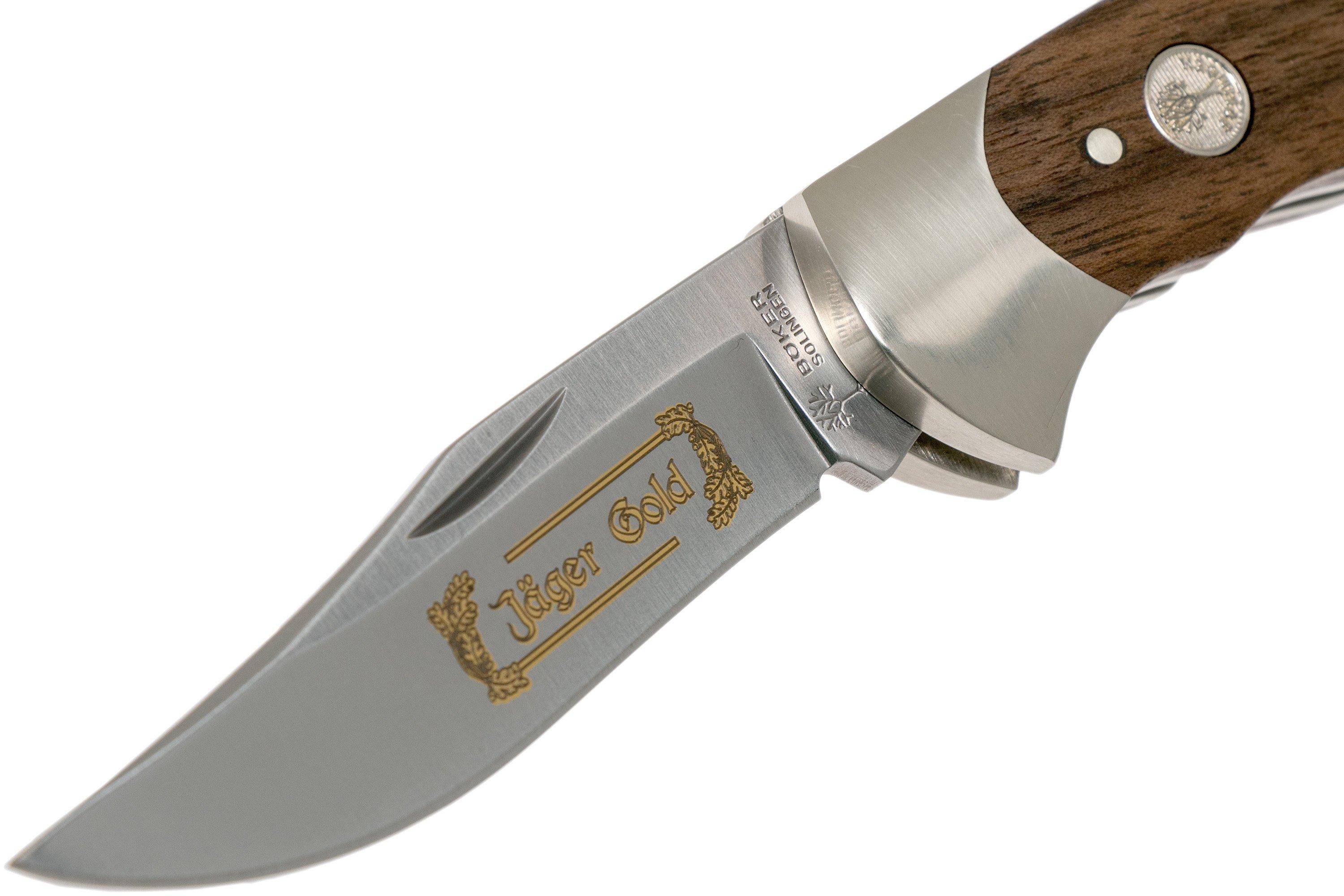 Böker Scout Jäger Gold 112086 gentleman's knife with leather belt