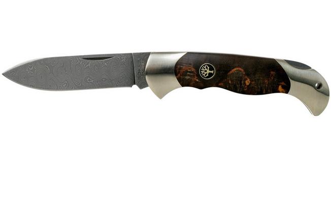 Böker Scout Spearpoint Curly Birch Damascus 112202DAM birch root wood,  pocket knife