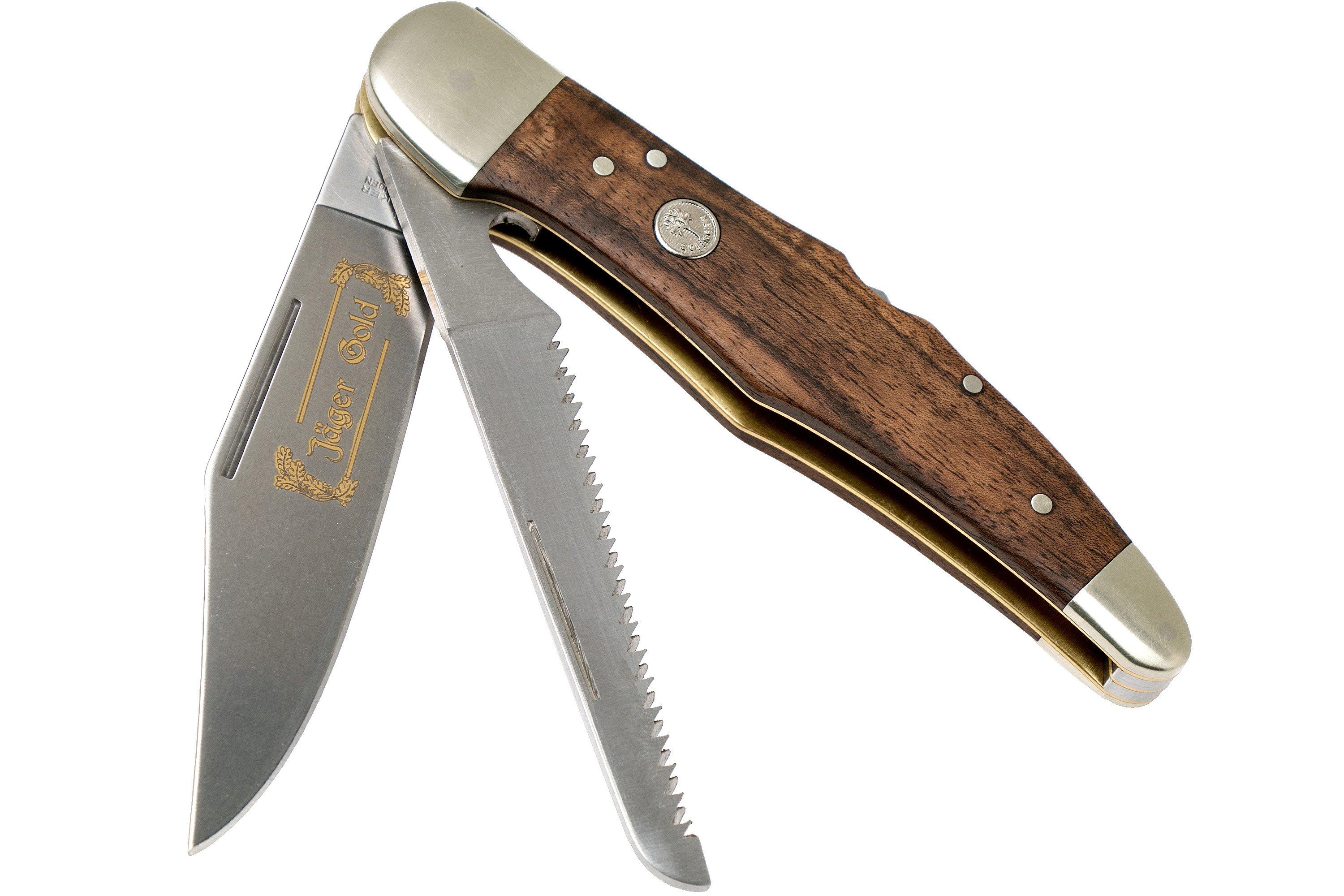 Böker Jagdmesser Duo Jäger Gold 114025 hunting knife with leather