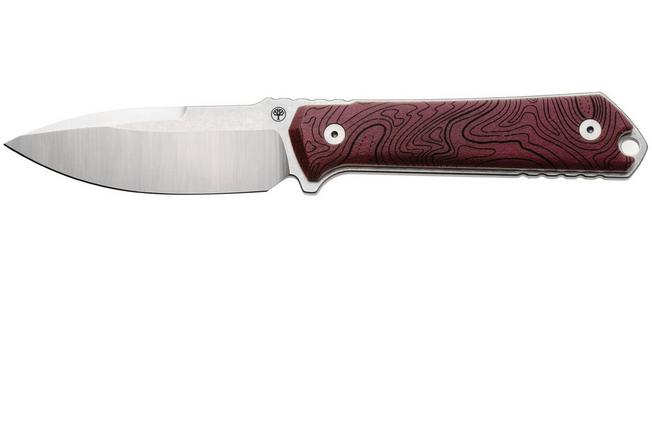 Afbeelding voor Böker Manufaktur Solingen Kiboku 120575 Satin RWL-34, Red Topo Richlite, vaststaand mes, Lucas Burnley design