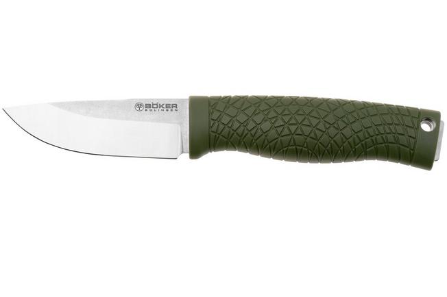Image for Böker Manufaktur Bronco Mini Saber 121501 Stonewashed 3V, Green TPE, bushcraft knife