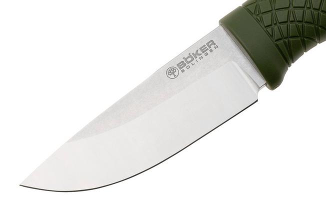 Image for Böker Manufaktur Bronco Mini Saber 121501 Stonewashed 3V, Green TPE, bushcraft knife