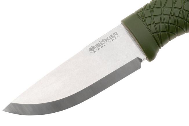 Image for Böker Manufaktur Bronco Mini Scandi 121518 Stonewashed 3V, Green TPE, bushcraft knife