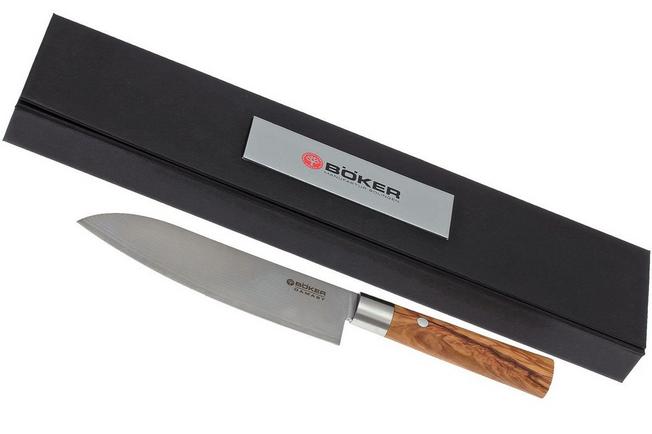 Couteau Santoku 18 cm Acier japonais Damas manche Olive AUS-10