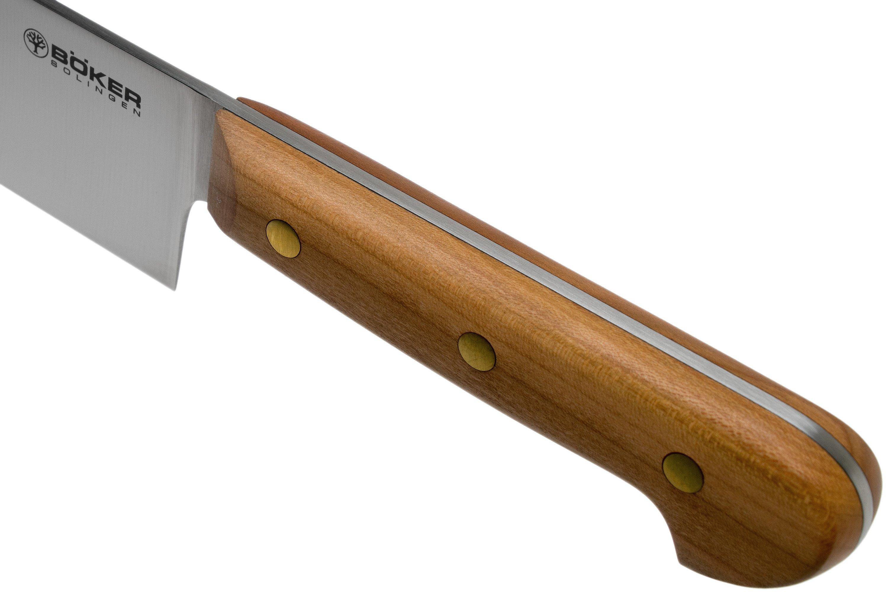 Boker Cottage-Craft Large Chef's Knife 8.66 inch C75 Carbon Steel Satin  Blade, Plum Wood Handles