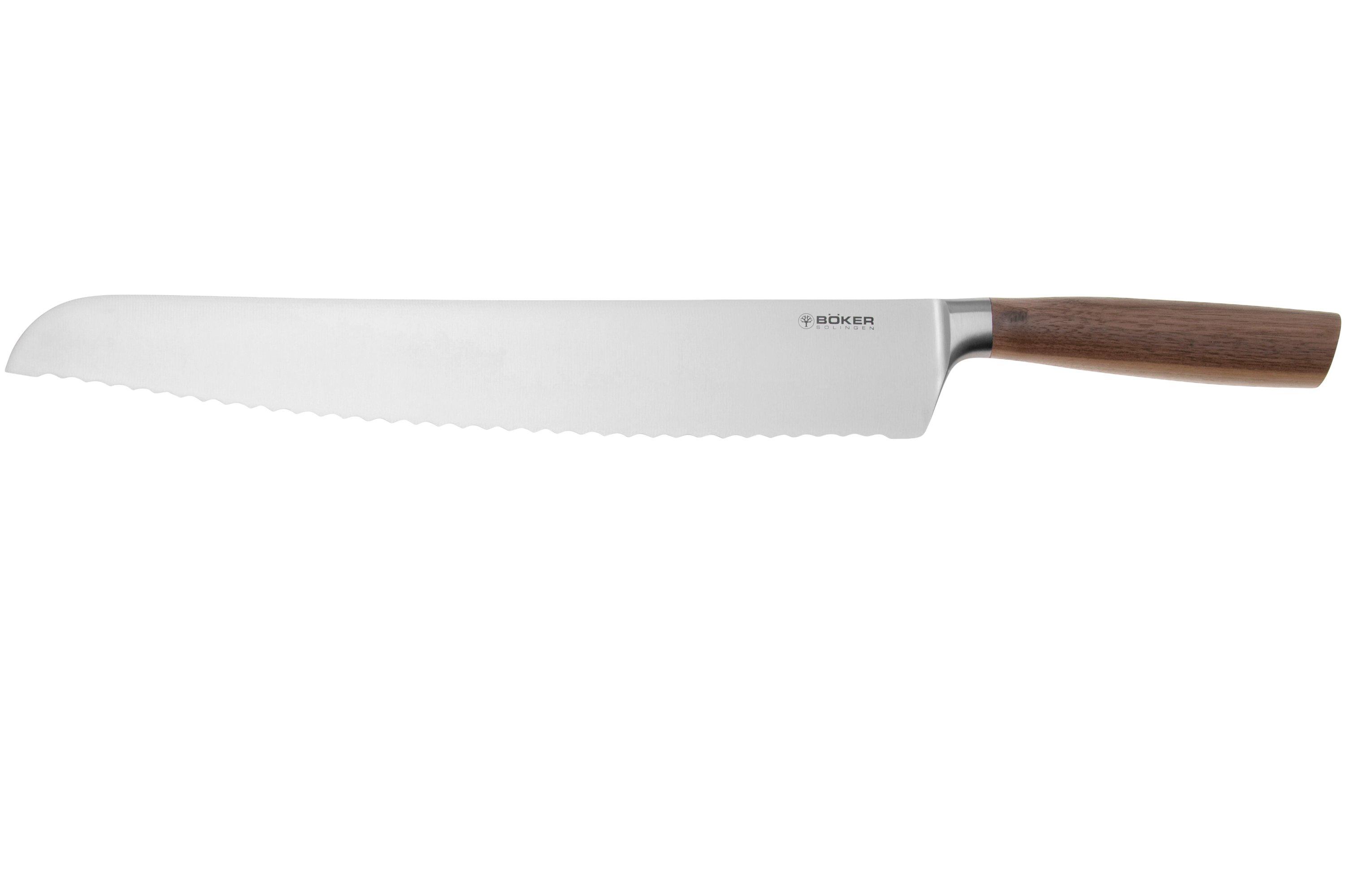 Schwertkrone Coltello da Pane in Legno d'Ulivo Solingen - Lama da 20 cm - Lama Ondulata in