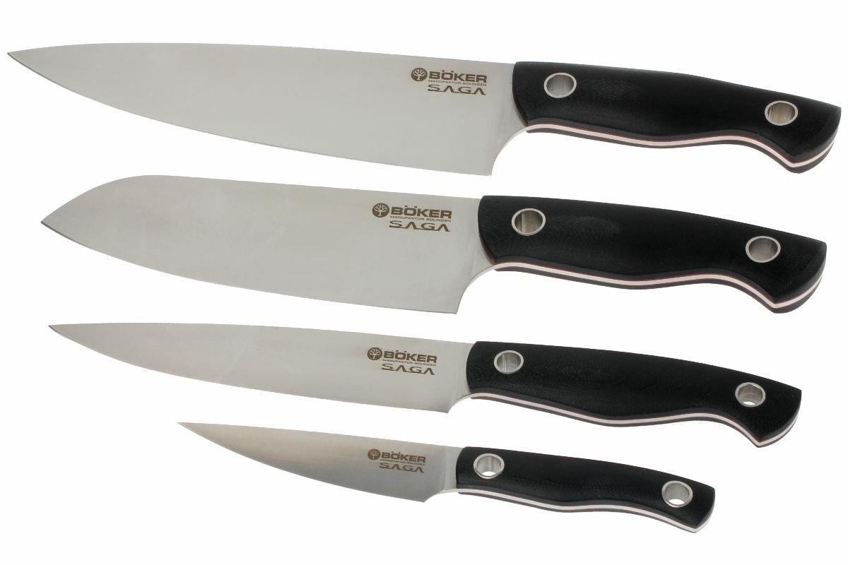 Böker Saga kitchen knife set blue satin finish Advantageously
