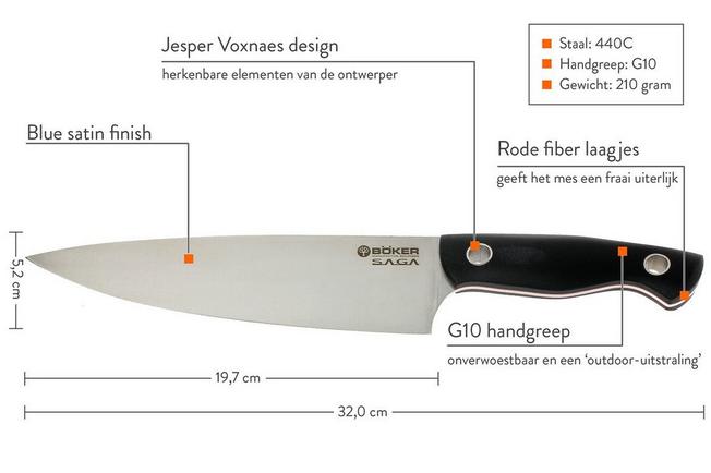 Image for Böker 131467, Saga chef's knife, blue satin finish