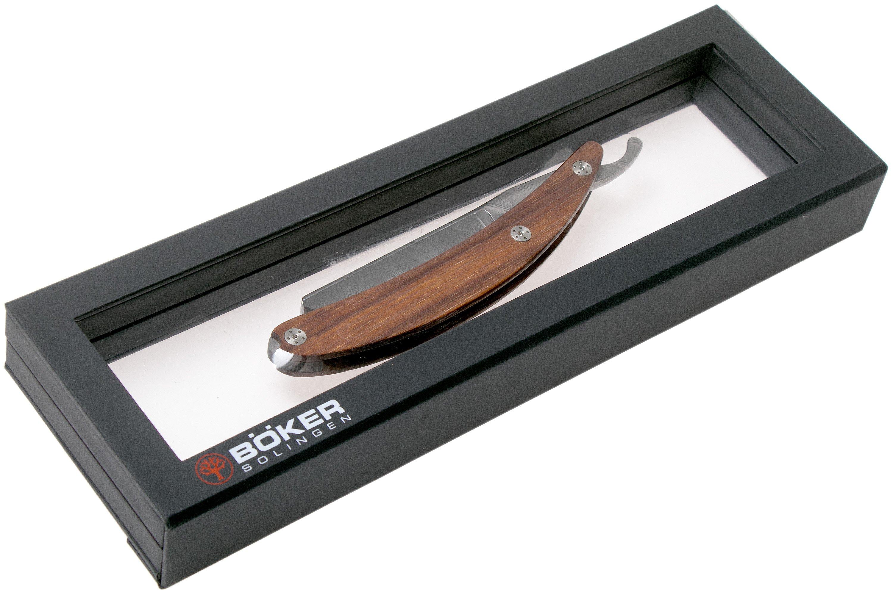 Böker Manufaktur Master Cutter Damascus, Desert Ironwood 140800DAM open ...