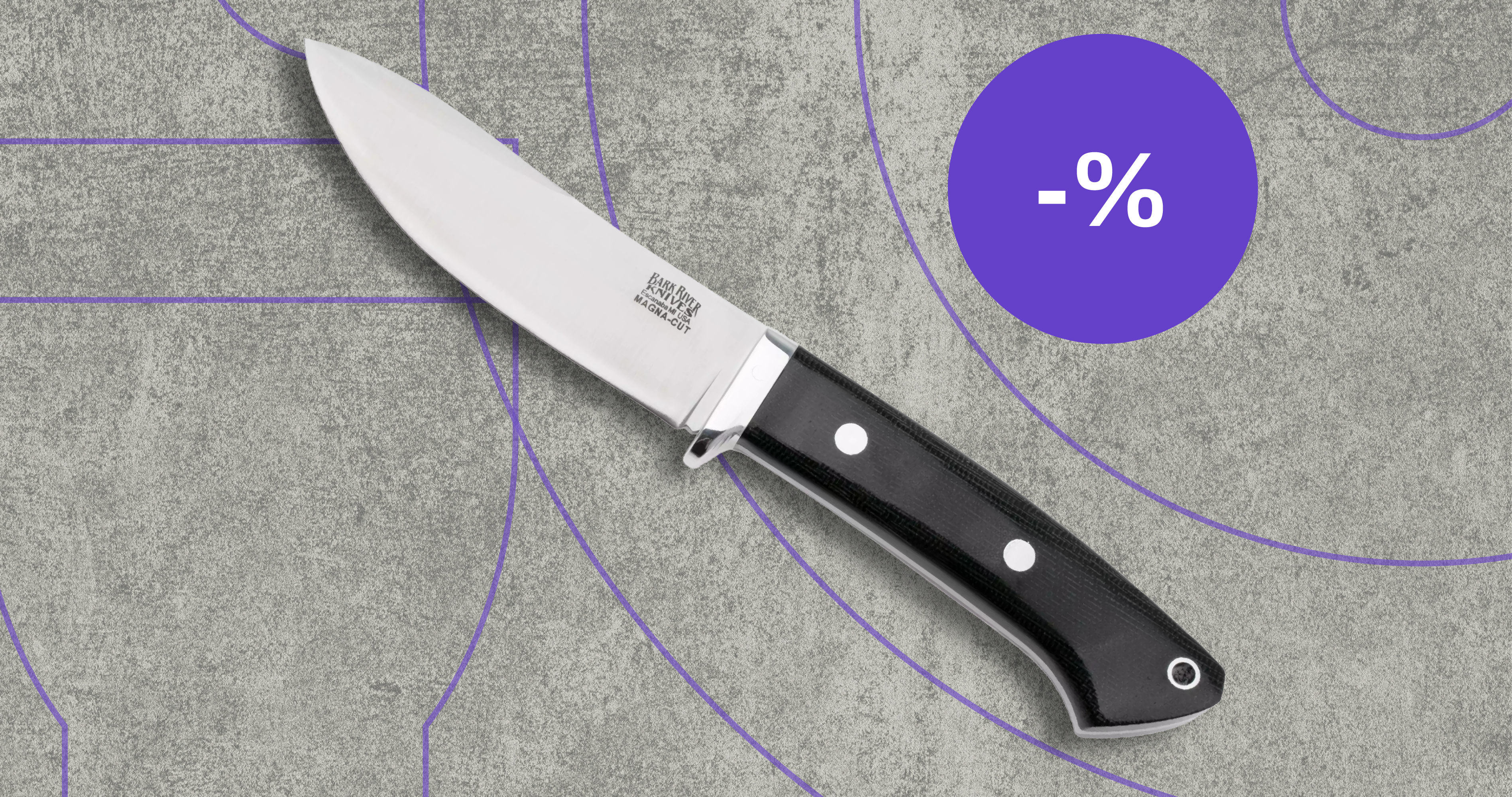 Bark River faca com etiqueta de desconto