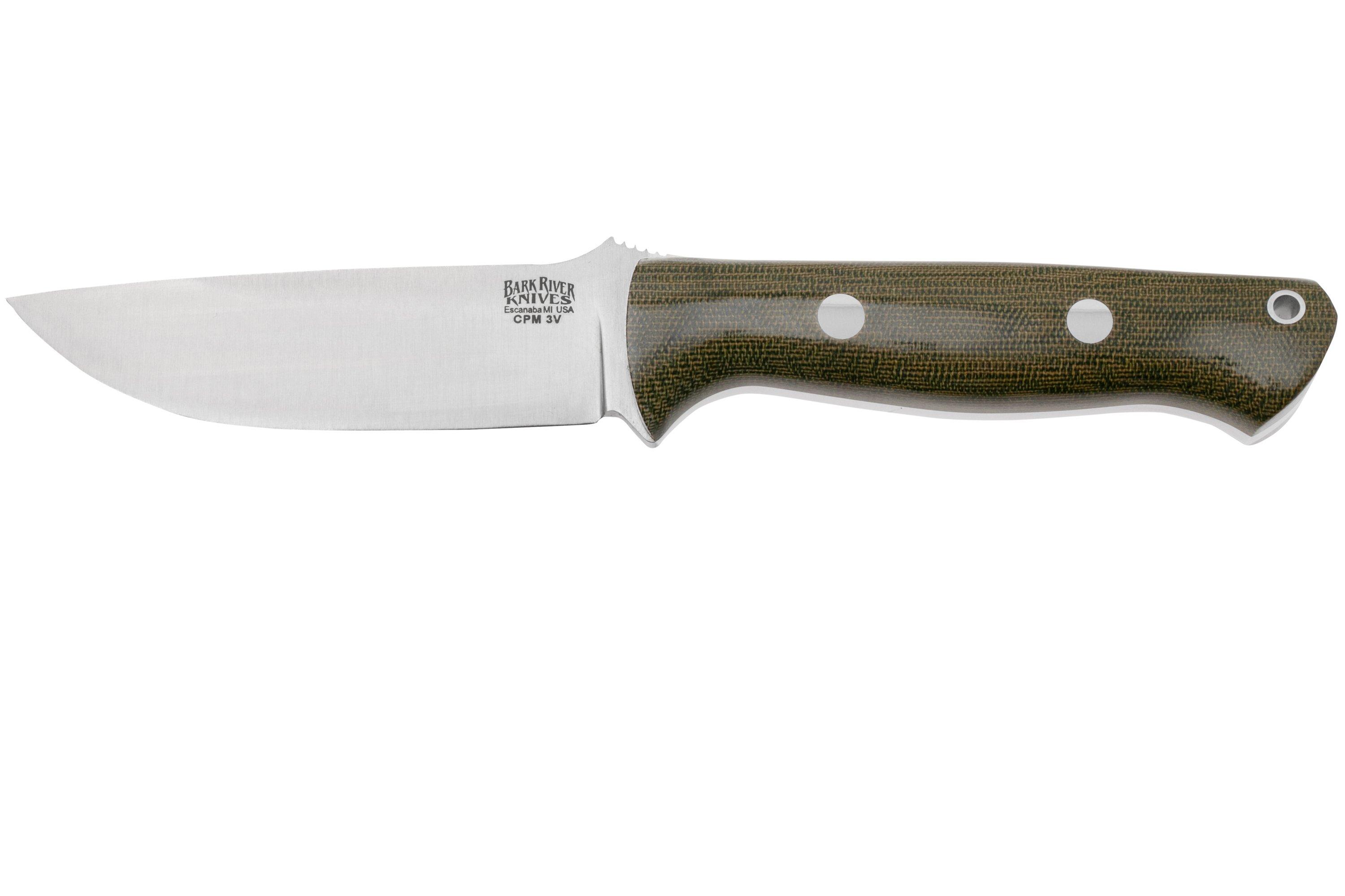Bark River Bravo 1 CPM 3V, Green Canvas Micarta, fixed knife 