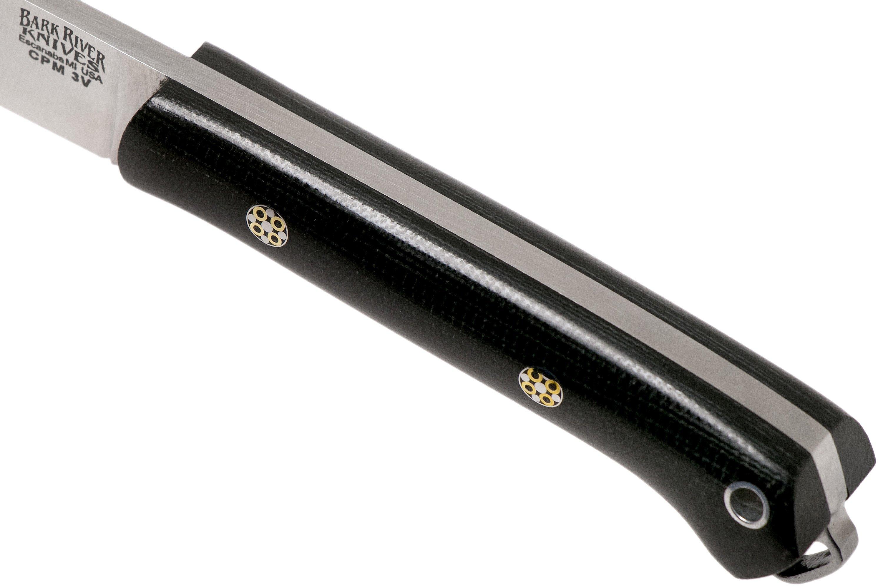 Bark River Little Creek CPM 3V Black Canvas Micarta Mosaic Pin, fixed