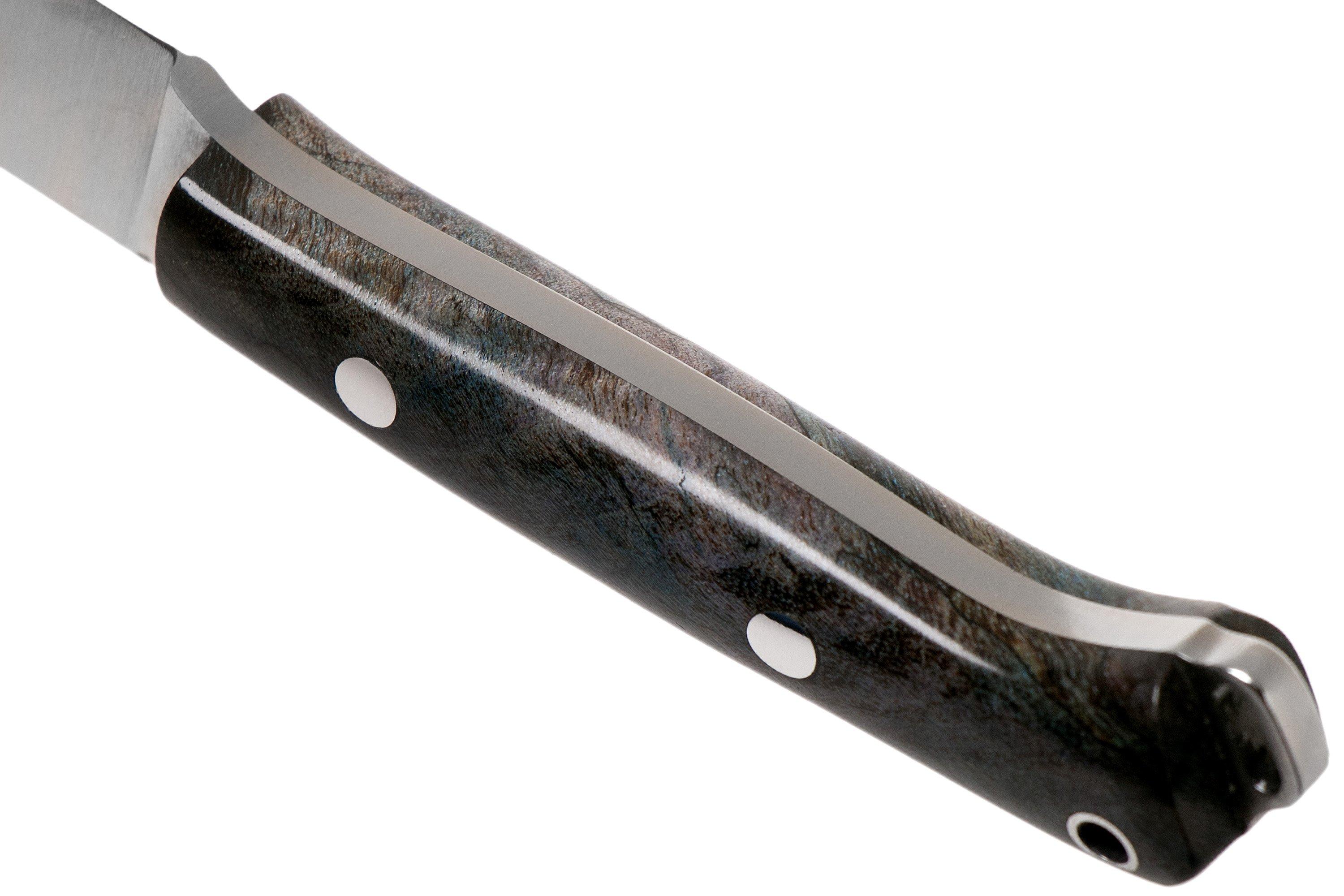 Bark River Little Creek CPM 3V Black and Teal Maple Burl, fixed EDC