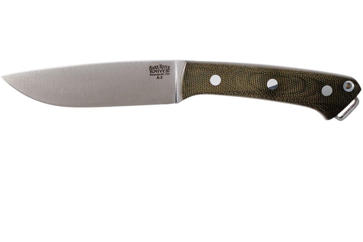 Bark River Fox River A2, Green Canvas Micarta hunting knife 
