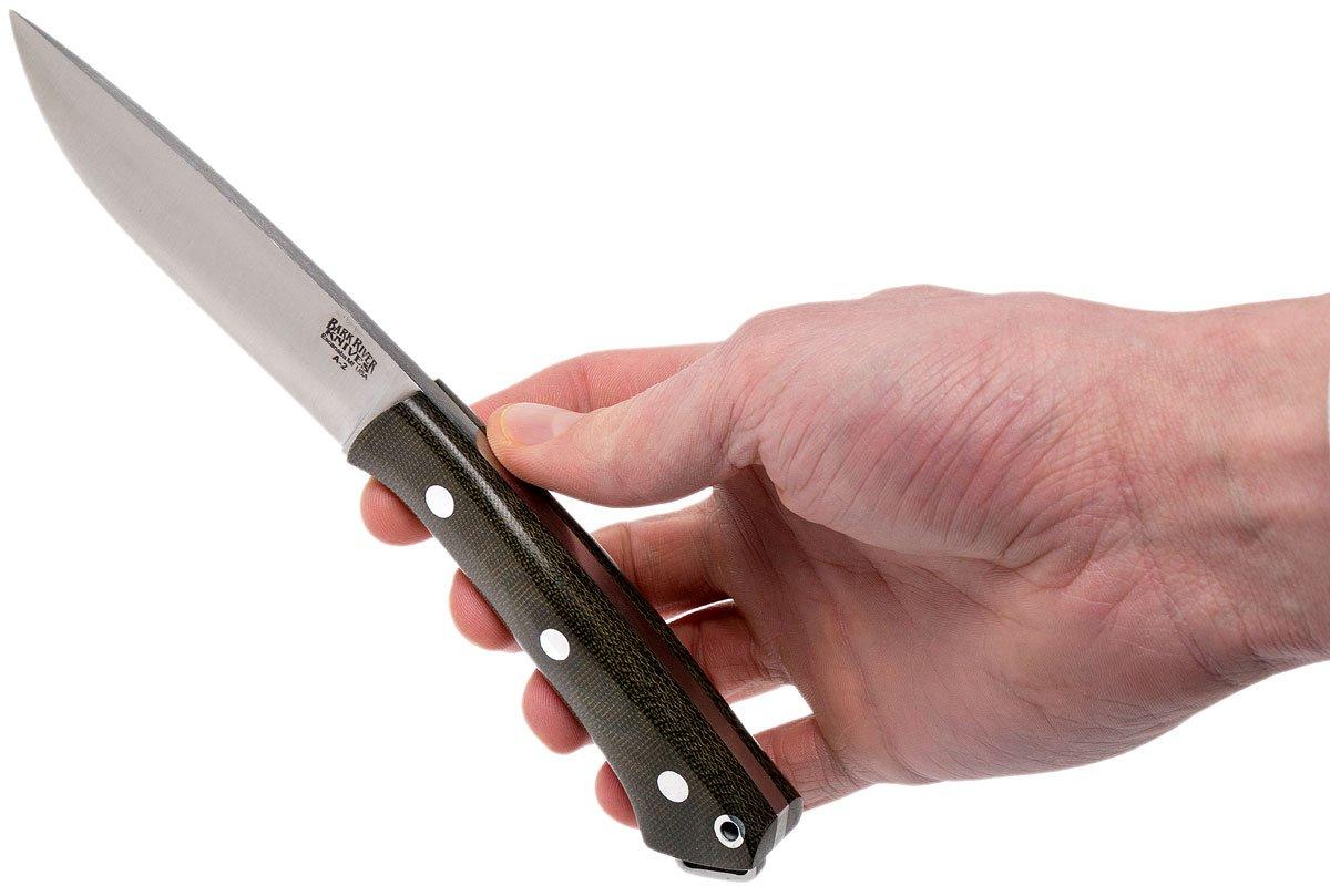 Bark River Fox River A2, Green Canvas Micarta hunting knife