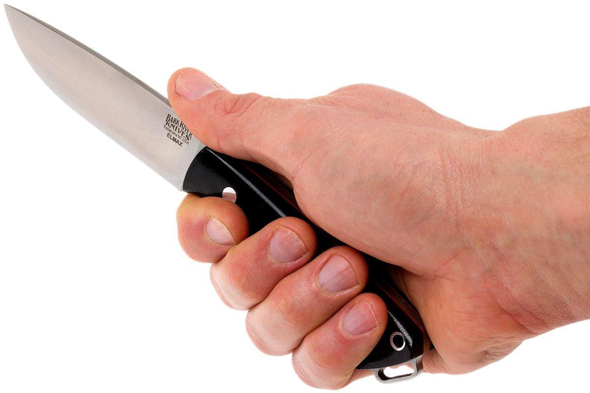 Bark River Fox River LT Elmax, Black Canvas Micarta, Red Liners