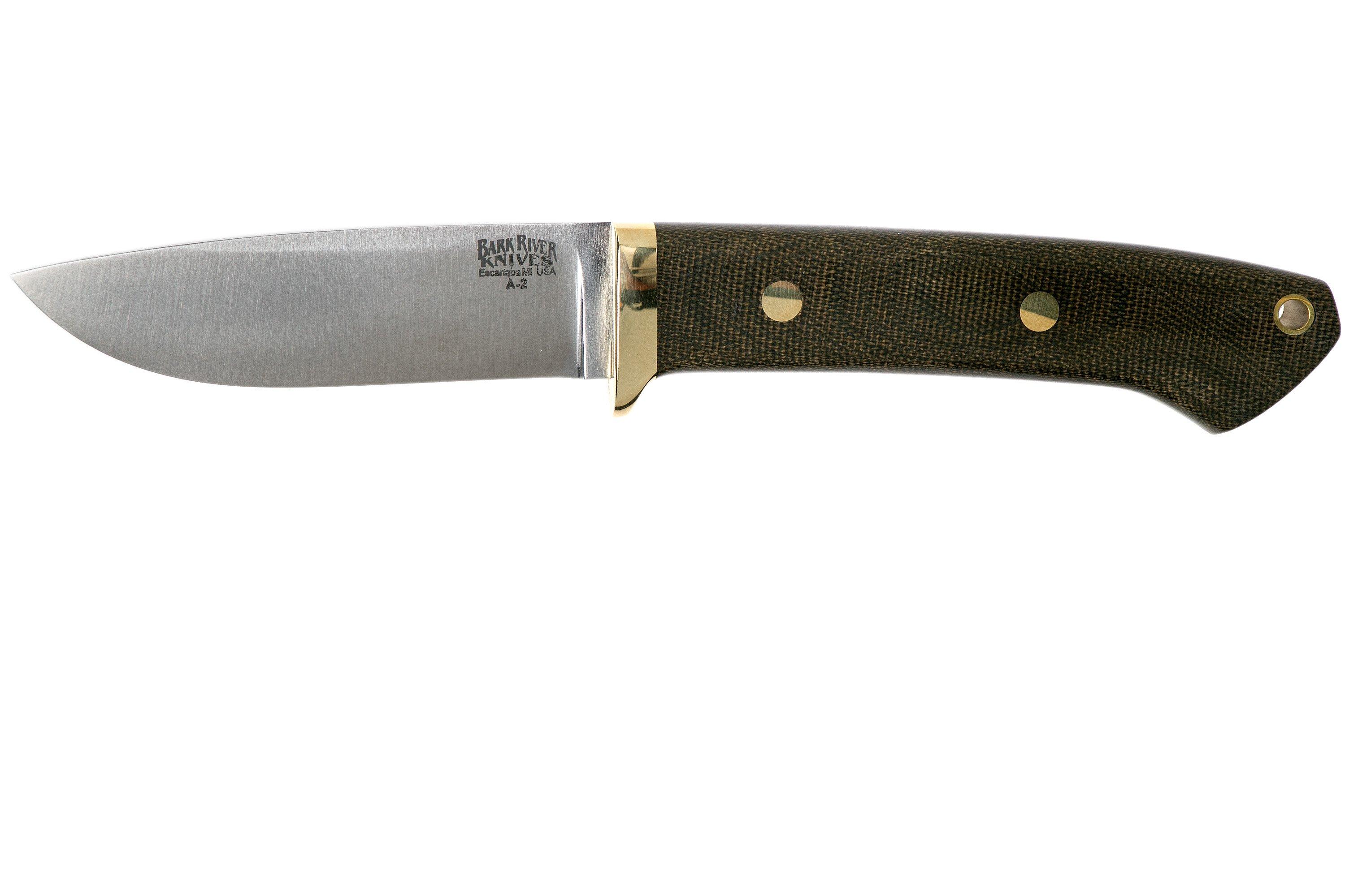 Bark River Classic Drop Point Hunter A2 Brass, Green Canvas 
