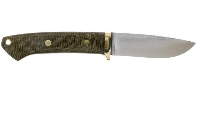 Image for Bark River - Classic Drop Point Hunter A2 Brass Green Canvas hunting knife