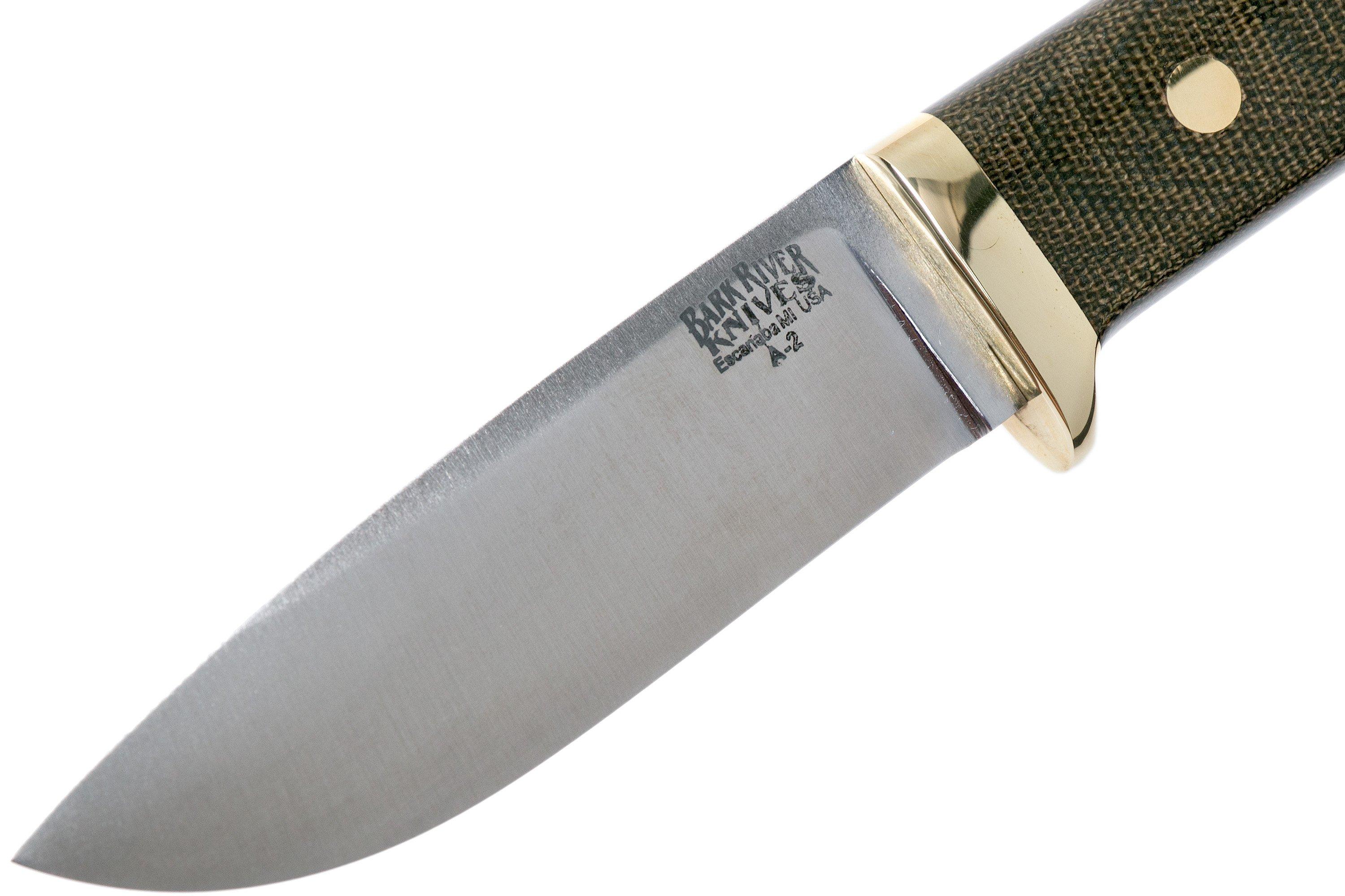 Bark River Classic Drop Point Hunter A2 Brass, Green Canvas 