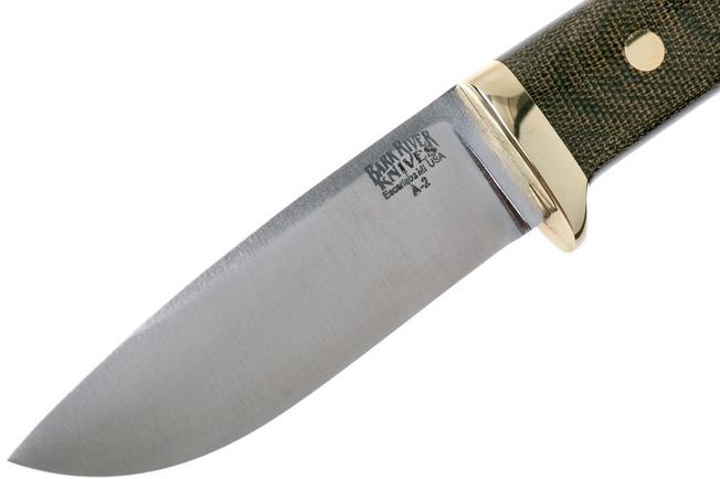 Image for Bark River - Classic Drop Point Hunter A2 Brass Green Canvas hunting knife