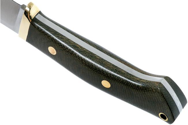 Image for Bark River - Classic Drop Point Hunter A2 Brass Green Canvas hunting knife