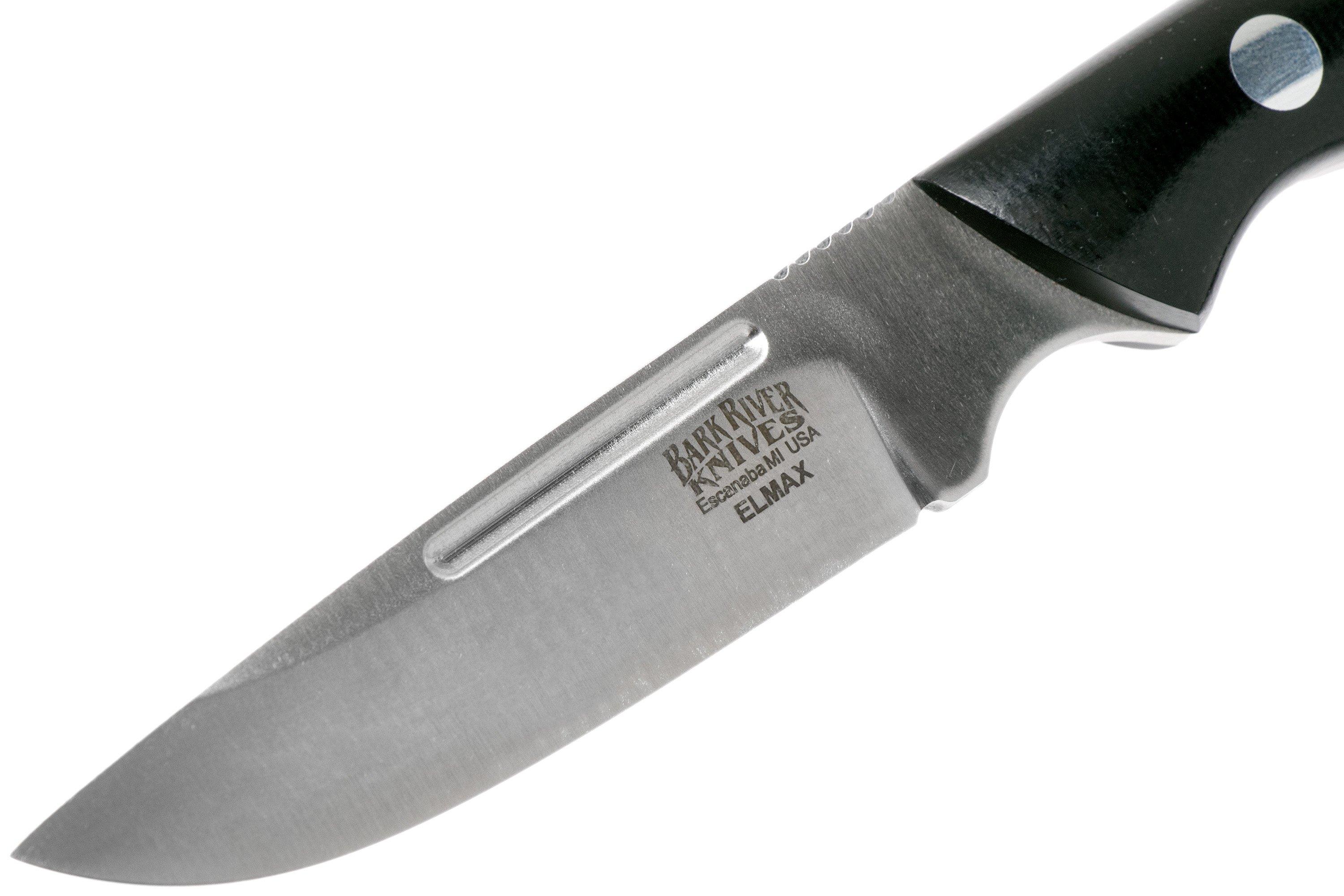 Bark River Adventurer II Elmax, Black Canvas Micarta fixed knife