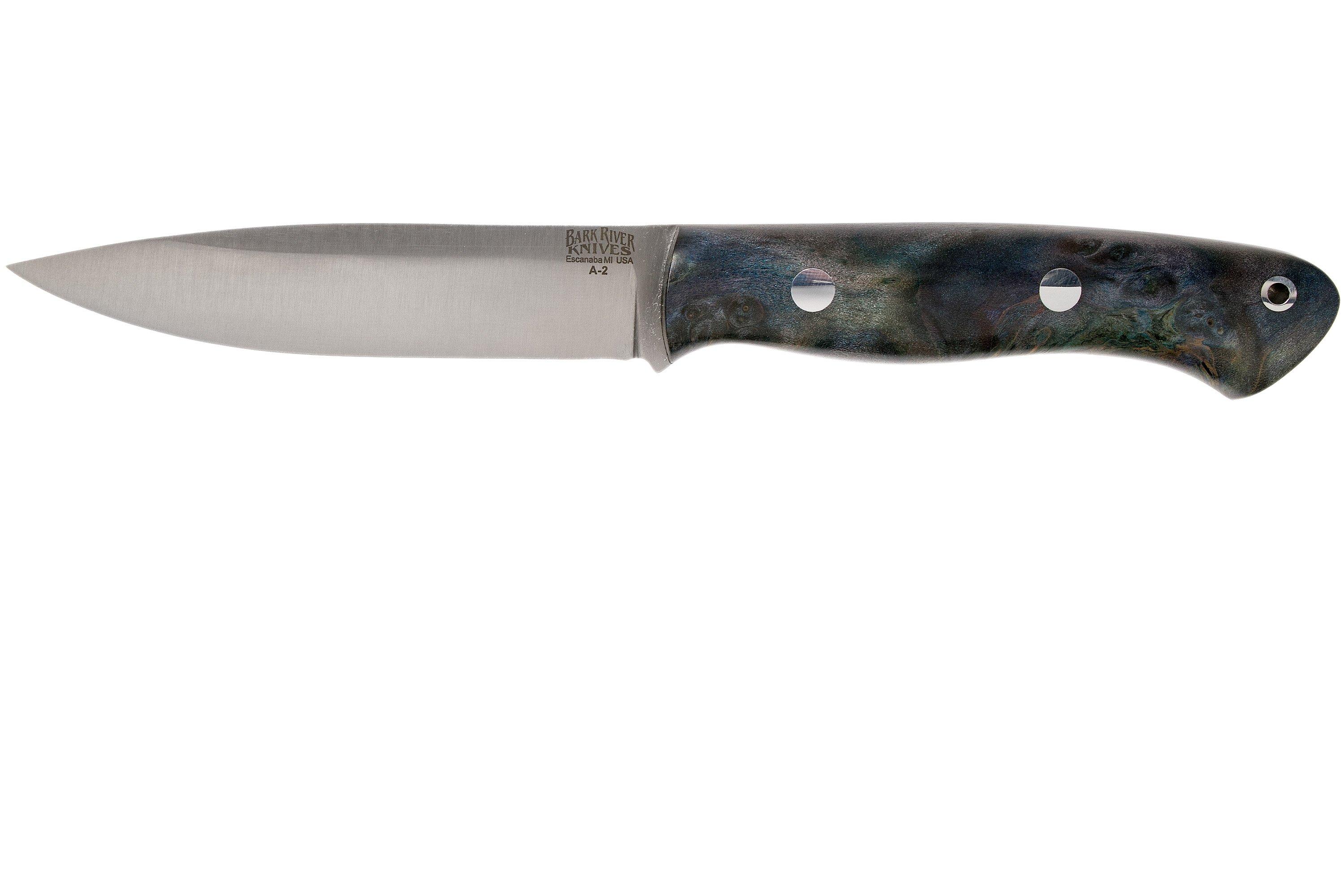 Aurora A2 Dark Blue Elder Burl, bushcraft knife Advantageously shopping Knivesandtools.com
