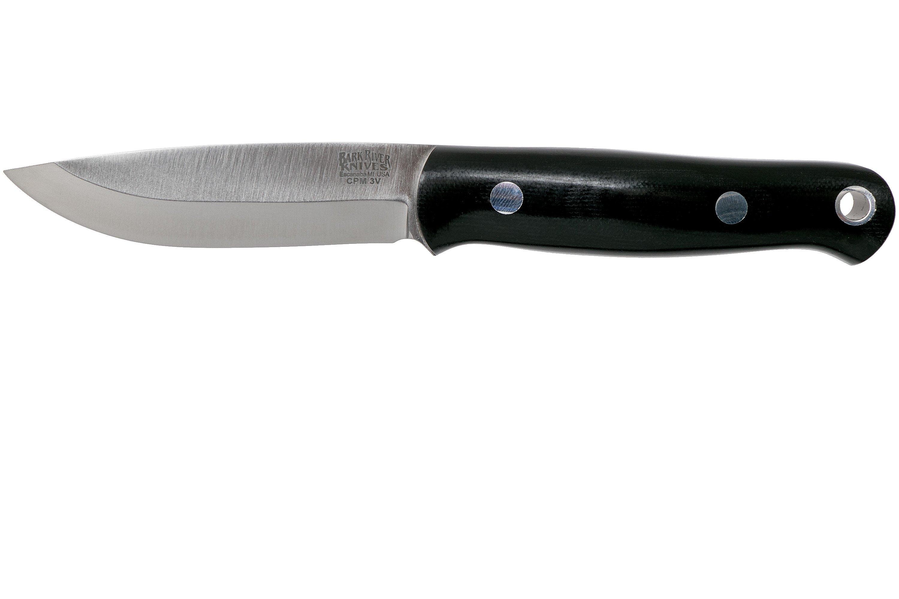 Bark River Bushcrafter I CPM 3V, Black Canvas Micarta 