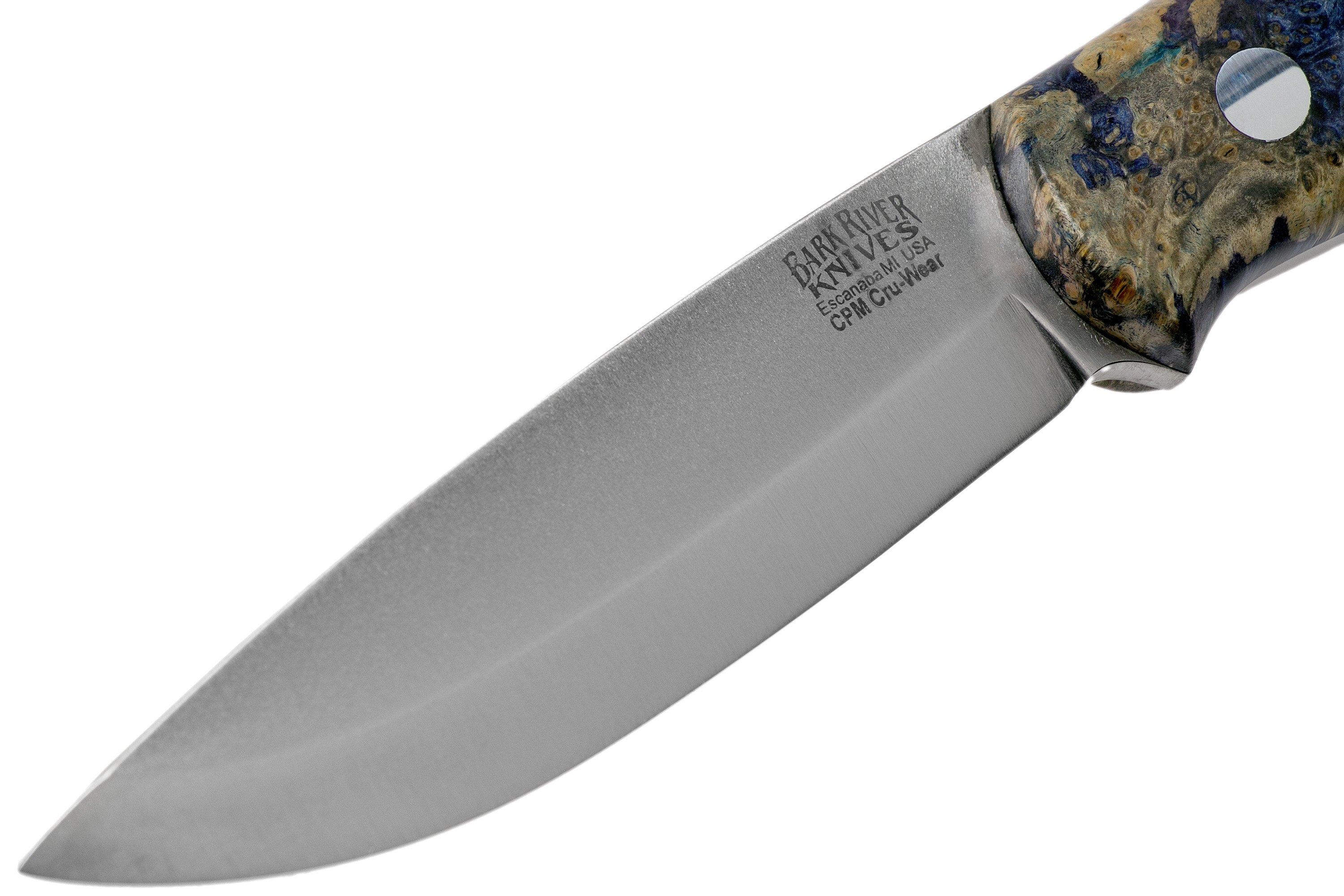 Bark River Bushcrafter CPM CruWear, Deep Blue and Natural Maple Burl