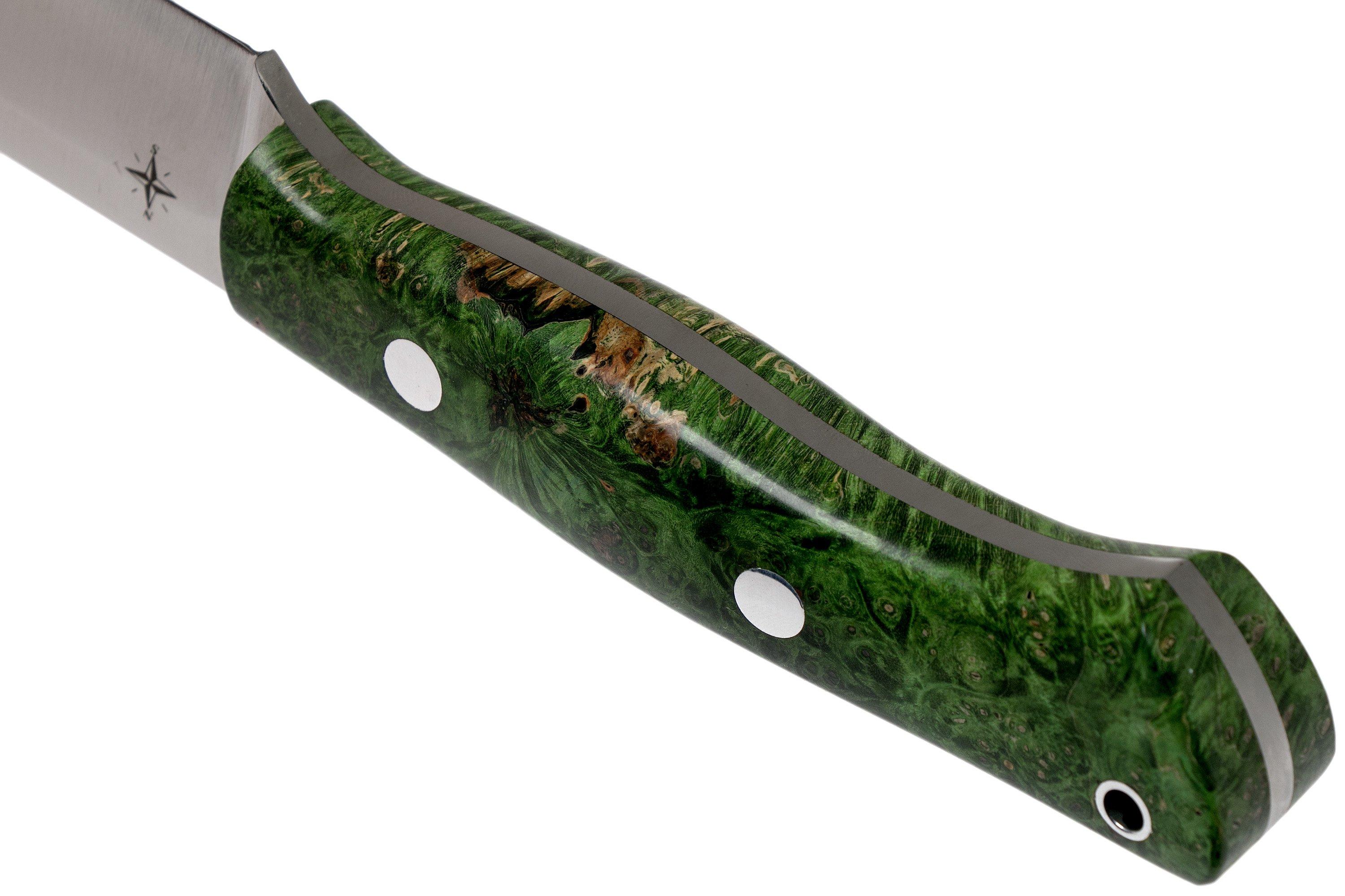 Bark River Aurora II CPM 3V, Forest Green Maple Burl bushcraft