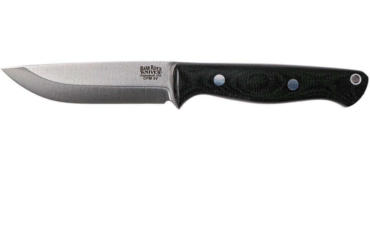 Bark River Gunny Scandi CPM 3V, Black Canvas Micarta, brown