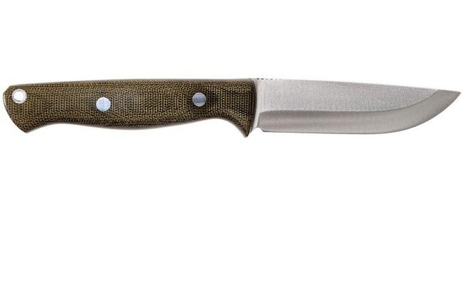 Bark River Gunny Scandi CPM 3V, Green Canvas Micarta, brown sheath