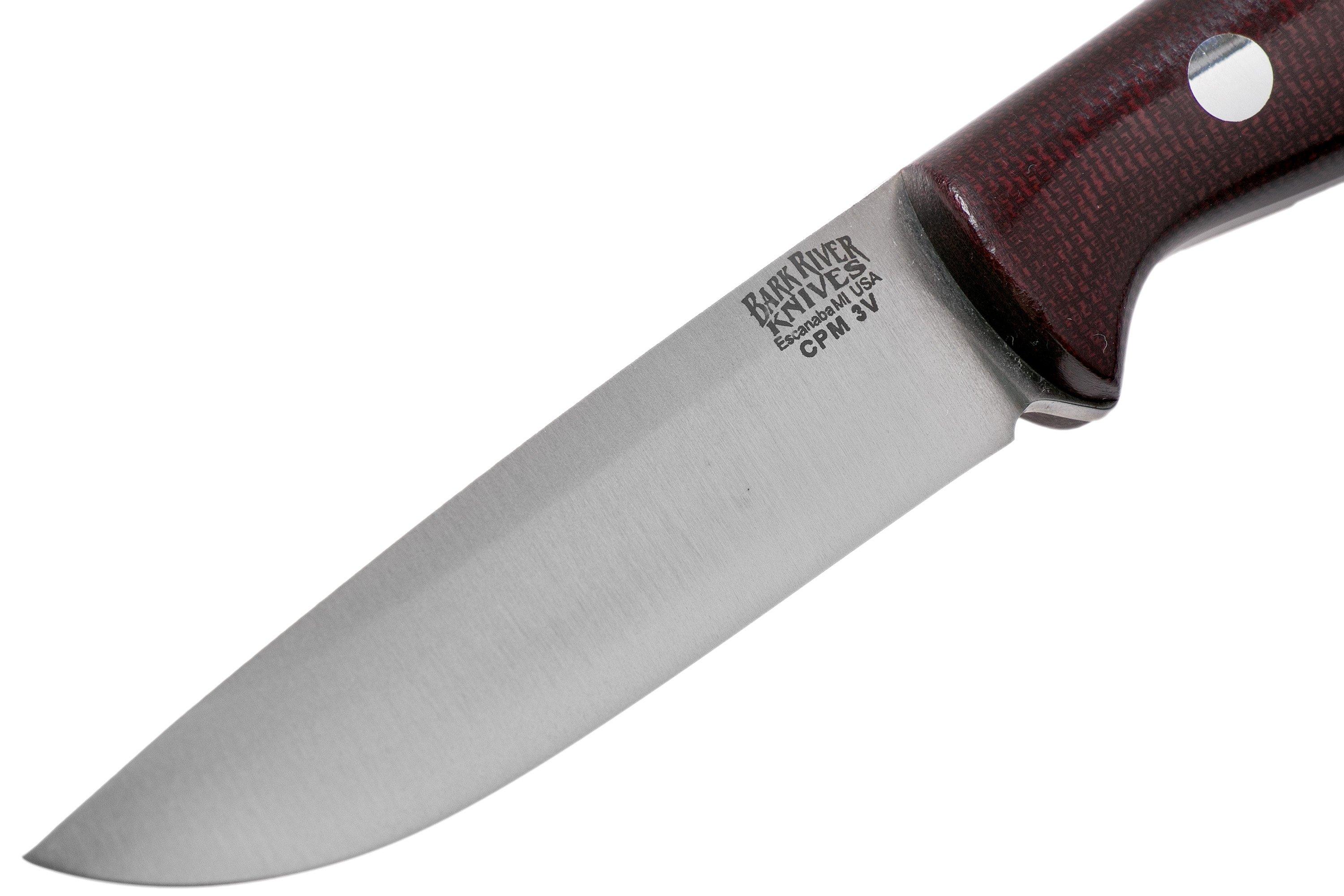 Bark River Bravo EDC CPM 3V Rampless, Burgundy Canvas Micarta Bushcraft ...