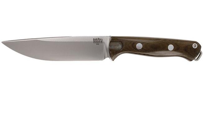 Bark River Bravo Vortex A2 jimped, Green Canvas Micarta, brown