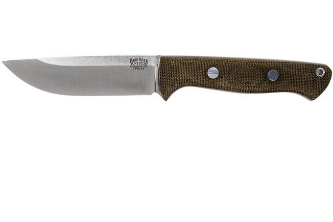 Bark River Bravo 1 CPM 3V Rampless, Green Canvas Micarta, brown 