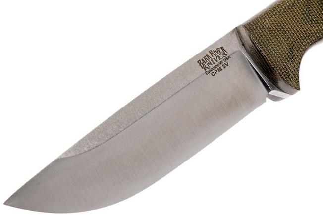 Bark River Bravo 1 CPM 3V Rampless, Green Canvas Micarta, brown