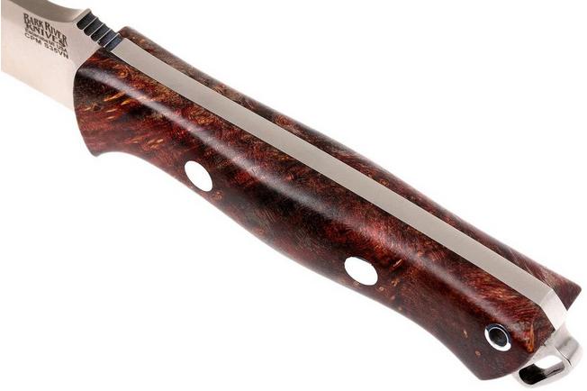 Bark River Bravo 1.25 S35VN, Hellfire Maple Burl, brown sheath